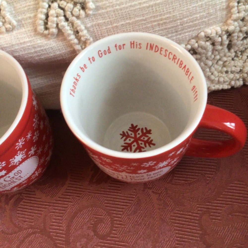 Set of 2 Devotional Mugs in Red and White 14 oz capacity - Picture 3 of 10